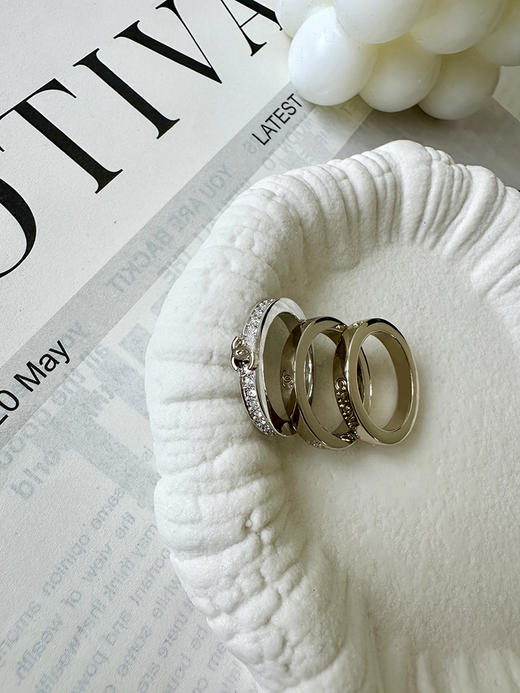 THS-无 香家  三合一戒指 素圈+双C钻饰戒指 3合一戒指 2款 CU1287 商品图5