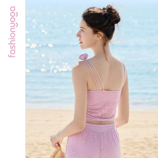 凡圣瑜伽浪漫蕾丝花朵背心 F16215（一体杯） 商品图4