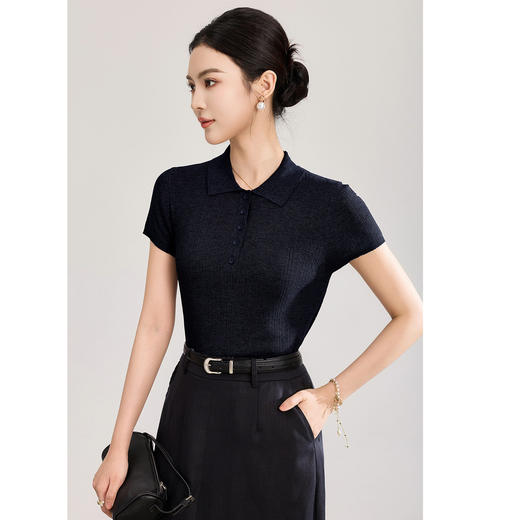 「高货wl」全新升级【铂金会员174/天猫229/差价55】(11105)洛诗琳立体挑孔针织T恤2026新款天丝亚麻纱通勤减龄上衣 商品图3