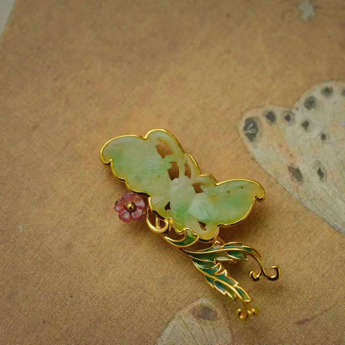 龢盒原创 银镶清老翡翠蝴蝶胸针