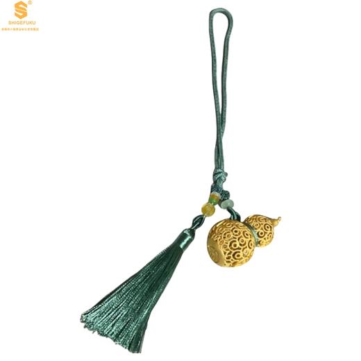 【香港周六福黄金钻石首饰】福禄双喜聚福K金花丝挂饰 约10克 商品图0