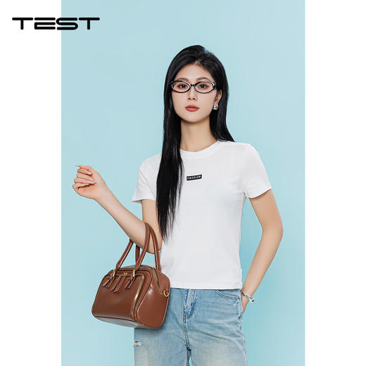 春上新简约韩系正肩白色短袖T恤1261046 商品图0