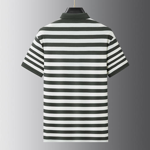 【DWP】大依优型大码男装夏季翻领polo衫条纹棉质商务休闲舒适上衣短袖 商品图3