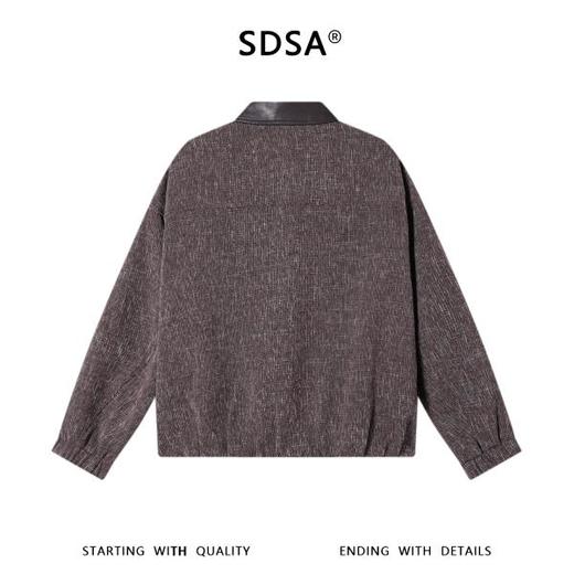 SDSA男装2026新款高贵轻奢美式肌理拼接翻领拉链夹克外套百搭时尚 商品图4