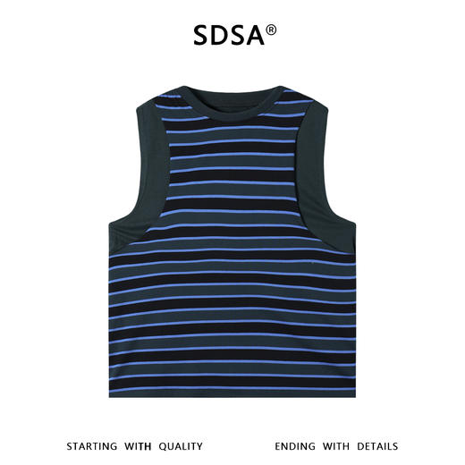 SDSA男装2026新款高贵轻奢撞色条纹拼色包边无袖背心百搭时尚 商品图0