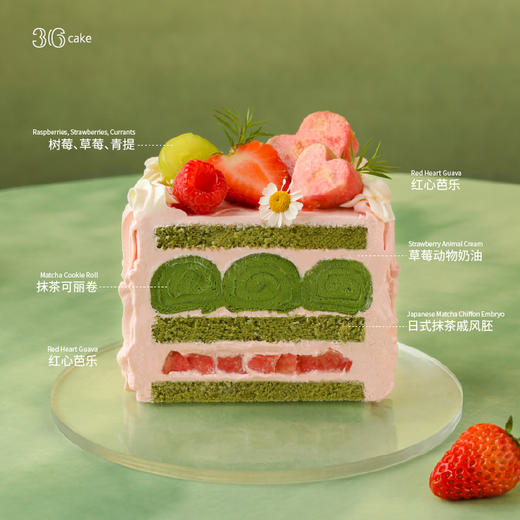 花果春序-芭乐抹茶可丽卷蛋糕，可选5,6,8英寸 | 36CAKE 商品图1