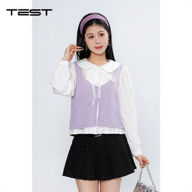 春上新娃娃领拼接蕾丝系带显瘦甜美两件套1261052