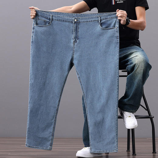 【DYG】大依优型大码男装纯色牛仔裤长裤宽松休闲百搭直筒牛仔裤加大码 商品图3