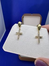 【日本溯源之旅】十字架 18k金钻石耳夹 钻石.06ct  经典弹力夹 4.6g（展会产品拍下后不支持7天无理由退换货）