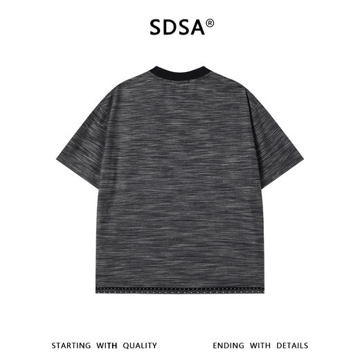 SDSA男装2026新款高贵轻奢细条纹肌理撞色领口下摆短袖T恤百搭潮 商品图1