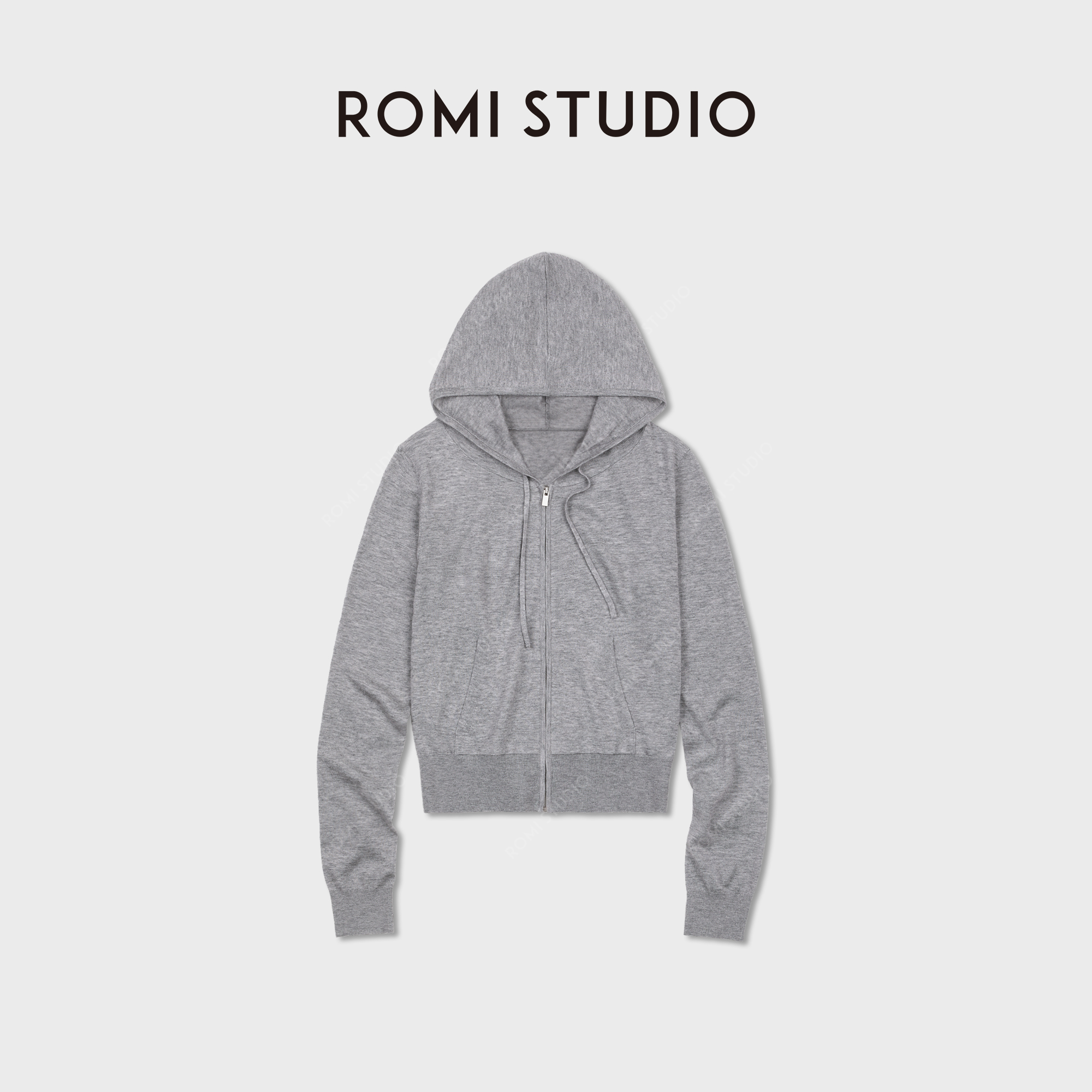 ROMI STUDIO“四季随穿”美利奴羊毛混纺拉链针织帽衫 RWDSS63133