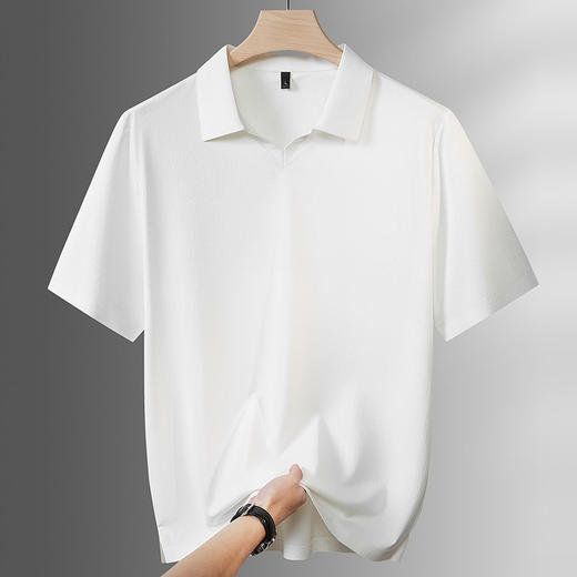 【DPF】大依优型大码男装夏季冰丝小V领短袖POLO衫商务休闲百搭上衣T恤 商品图3