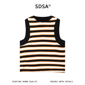 SDSA男装2026新款高贵轻奢撞色条纹拼色包边无袖背心百搭时尚