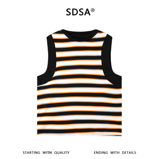 SDSA男装2026新款高贵轻奢撞色条纹拼色包边无袖背心百搭时尚 商品图0