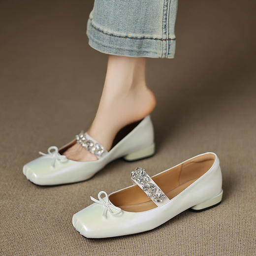 【预售5天】法式纯色蝴蝶结玛丽珍单鞋女春秋新款真皮一字带芭蕾舞鞋&FD9180 商品图2