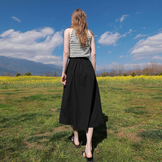 三彩2026夏季新款高腰A字裙半身裙长裙梨形显瘦裙子气质M 商品图2