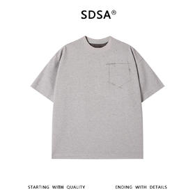 SDSA男装2026新款高贵轻奢潮牌几何线条磨破圆领短袖T恤百搭时尚