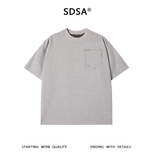 SDSA男装2026新款高贵轻奢潮牌几何线条磨破圆领短袖T恤百搭时尚 商品图0