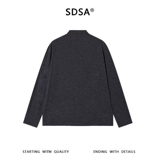 SDSA男装2026新款高贵轻奢潮牌纯色肌理半纽扣立领长袖T恤百搭潮 商品图3