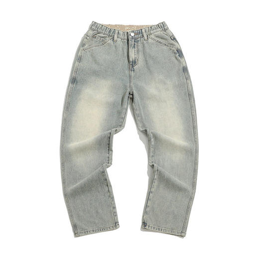 【DYG】大依优型大码男装夏季阔腿裤长裤复古黄泥宽松胖子牛仔裤长裤 商品图4