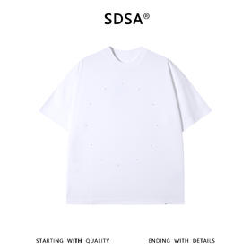 SDSA男装2026新款高贵轻奢韩系简约环形刺绣宽松圆领短袖T恤百搭