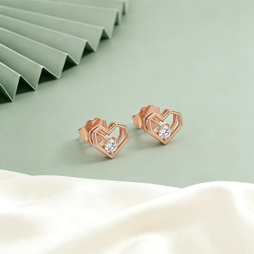 【宏艺珠宝】迷你·心棱星芒·银s925耳饰 商品图2