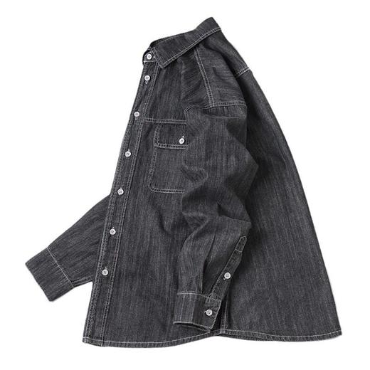 【DYG】大依优型大码男装潮牌牛仔衬衫纯色翻领休闲牛仔衬衫棉质外套 商品图4