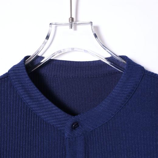 SDSA男装2026新款高贵轻奢潮牌纯色肌理半纽扣立领长袖T恤百搭潮 商品图1