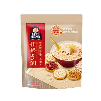 桂格（QUAKER）5润猴头菇混合燕麦片450克 添加茯苓 添加赤小豆 药食同源 商品图2