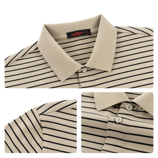 【柒先生系列/条纹POLO衫】柒牌男装2026夏季新品休闲短袖POLO衫 130T71290 商品图3