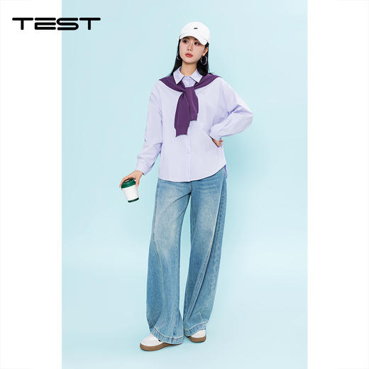 春上新设计感撞色宽松显瘦休闲长袖衬衣1261050 商品图0