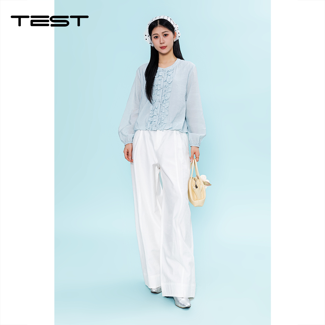 春上新温柔风宽松显瘦灯笼袖百搭长袖小衫1261063