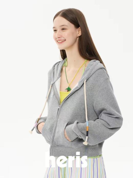 heris/H61108/航海帆船刺绣 彩色手工绕线帽绳 短款拉链卫衣开衫外套 商品图3