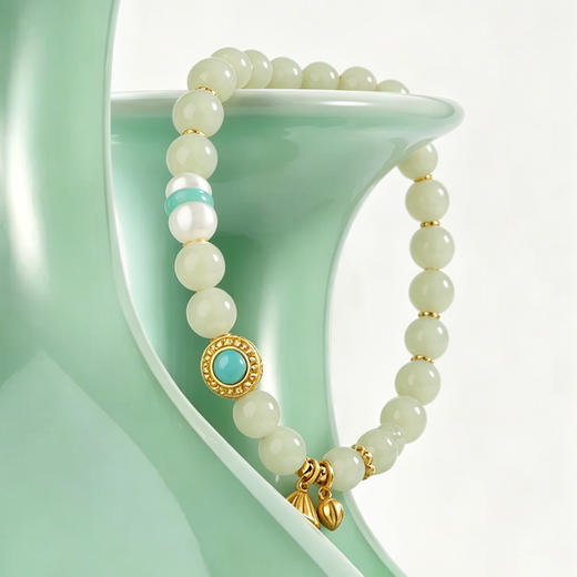 【宏艺珠宝】玉润呈吉·银s925和田玉手串 商品图2