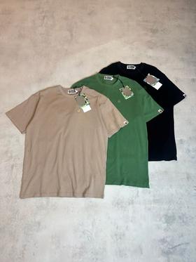 原单，Bape 纯色经典猿人头小标刺绣圆领短袖