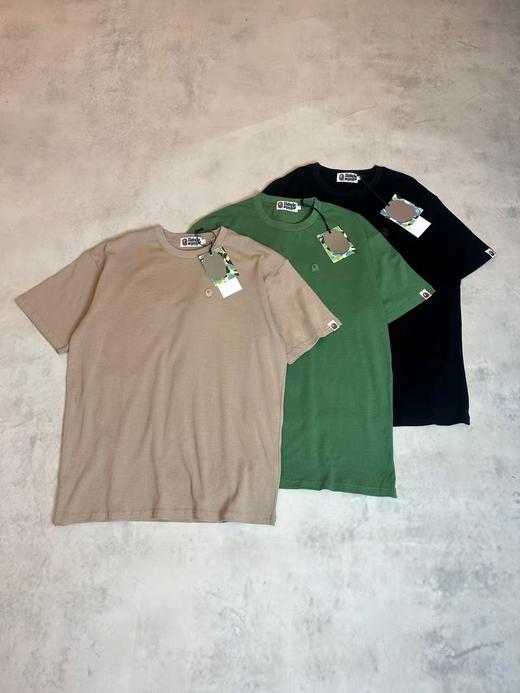 原单，Bape 纯色经典猿人头小标刺绣圆领短袖 商品图0