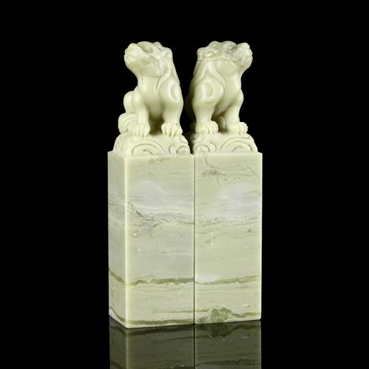 孤品18031青田石情侣对章古兽钮 3.0*3.0*11.8cm 商品图1