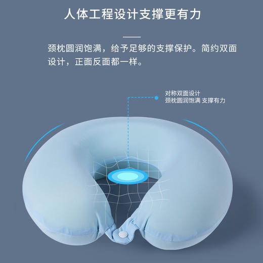 【360° 撑托！柔软慢回弹】凉感冰丝u型枕纯色亲肤护颈枕便携可收纳飞机枕u型护颈枕旅行颈枕。xb 商品图3