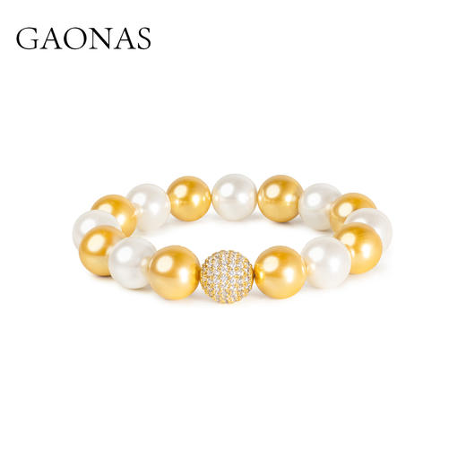 GAONAS  法式贵气白金色12mm珠手链11944SGO 商品图1
