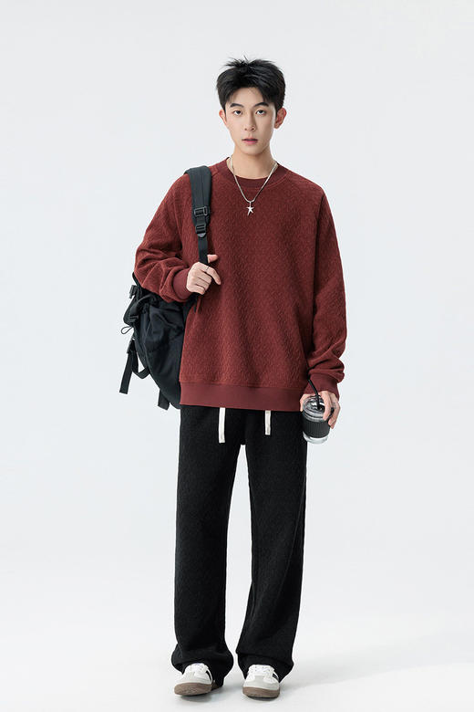 【DSL】大依优型大码男装圆领休闲套装上衣卫衣裤子运动休闲套装300斤 商品图5