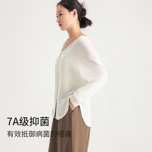Mylyis 女天蚕棉V领长袖弧形底边开衫S33313 经典V领，不挑脸型，时尚百搭，走线密实，牢固耐穿 商品图2