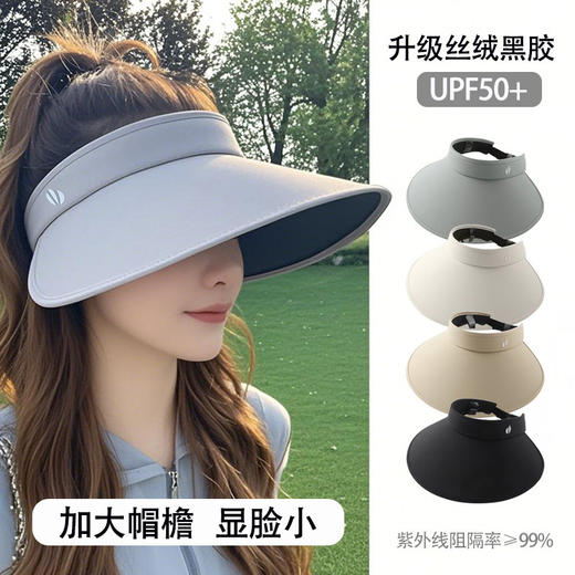 夏季防紫外线大帽檐黑胶空顶防晒帽女全脸遮阳帽子新款太阳帽 商品图1