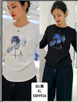 58M926春款 荷叶新疆棉长袖T