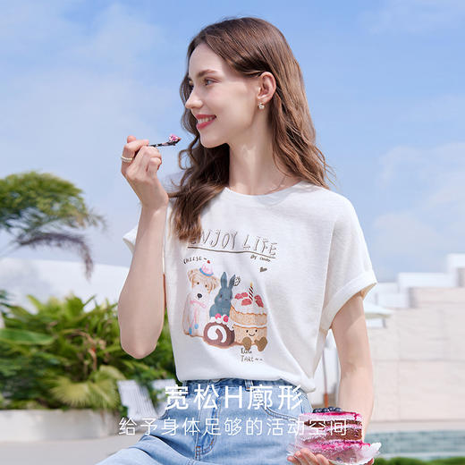 【百图lulu定制】【派对T恤】夏季卡通 彩绘 减龄 百搭 圆领 短袖 T恤 商品图4