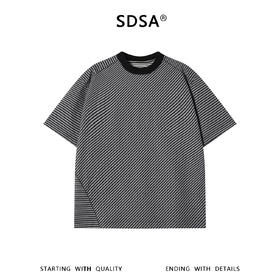 SDSA男装2026新款高贵轻奢潮牌时尚撞色斜纹圆领短袖T恤百搭上衣