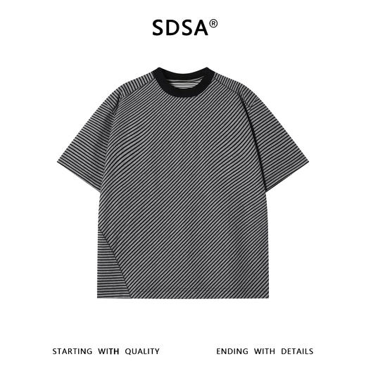 SDSA男装2026新款高贵轻奢潮牌时尚撞色斜纹圆领短袖T恤百搭上衣 商品图0