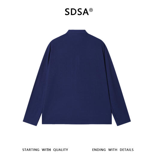 SDSA男装2026新款高贵轻奢潮牌纯色肌理半纽扣立领长袖T恤百搭潮 商品图4