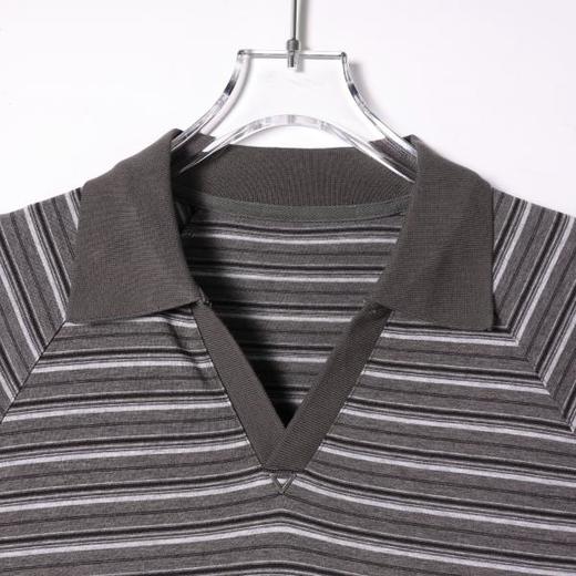 SDSA男装2026新款高贵轻奢潮牌撞色条纹小V翻领短袖T恤百搭时尚 商品图1