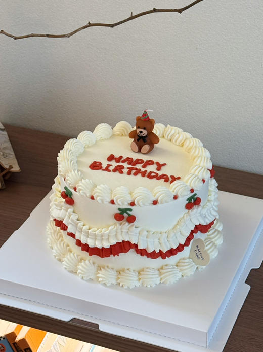 复古花边樱桃蜡烛小熊蛋糕 商品图1