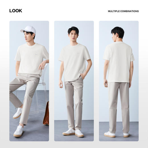 【提花T恤】柒牌男装2026夏季新品圆领字母新疆棉柔软舒适短袖T恤 130T72270 商品图2